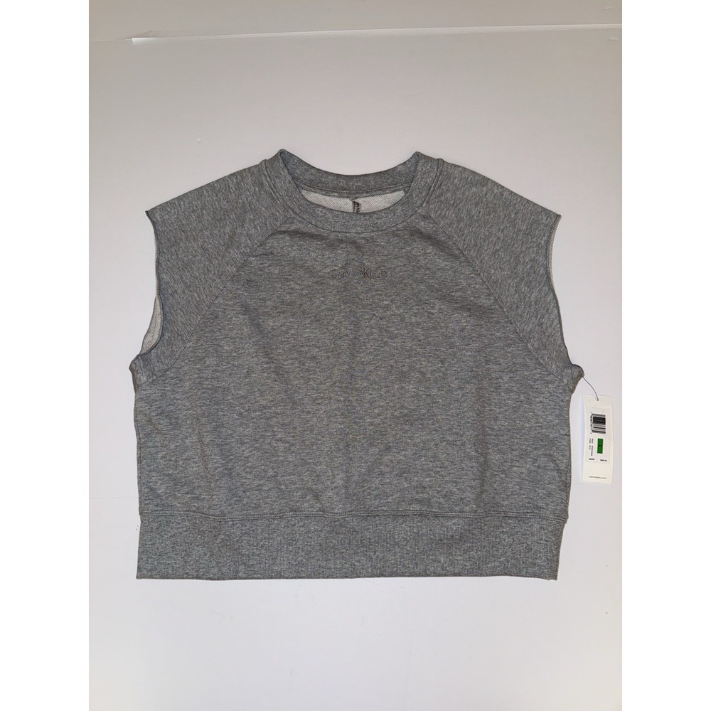 Calvin Klein Women Large Sweater Performance Gray Cropped Sleeveless Top NWT